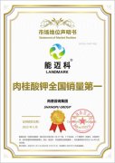 知名肉桂酸钾品牌能迈科荣获尚普咨询集团系列